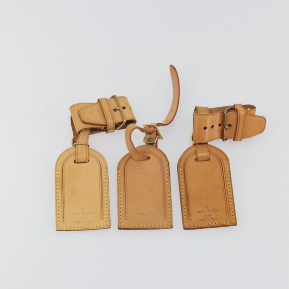 LOUIS VUITTON Name Tag Powanie 10 Set Powanie Leather Beige LV Auth 192566