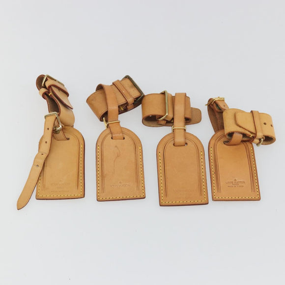 LOUIS VUITTON Name Tag Powanie 10 Set Powanie Leather Beige LV Auth 192566