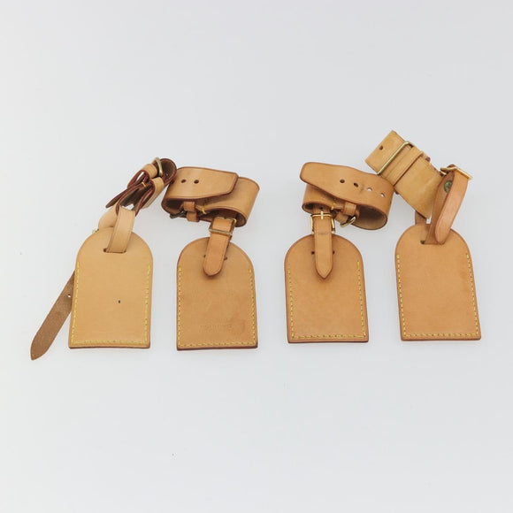 LOUIS VUITTON Name Tag Powanie 10 Set Powanie Leather Beige LV Auth 192566