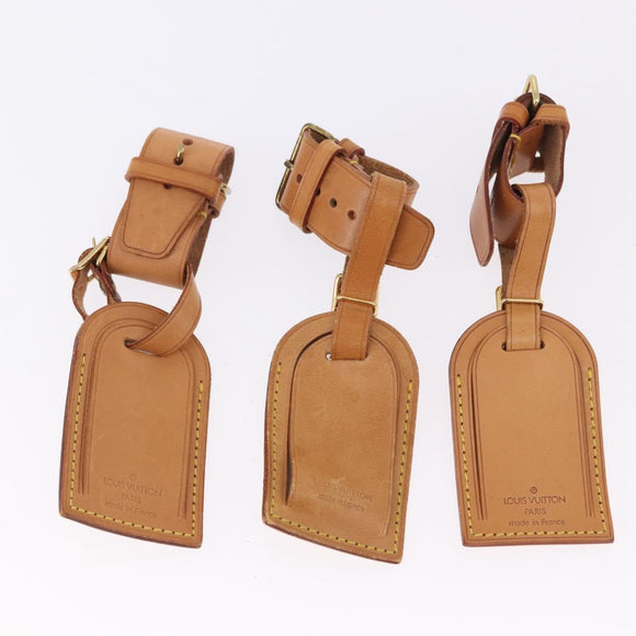 LOUIS VUITTON Name Tag Powanie 10 Set Powanie Leather Beige LV Auth 192567