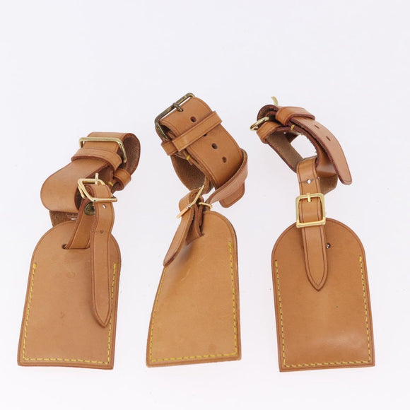 LOUIS VUITTON Name Tag Powanie 10 Set Powanie Leather Beige LV Auth 192567