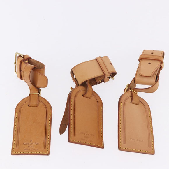 LOUIS VUITTON Name Tag Powanie 10 Set Powanie Leather Beige LV Auth 192567