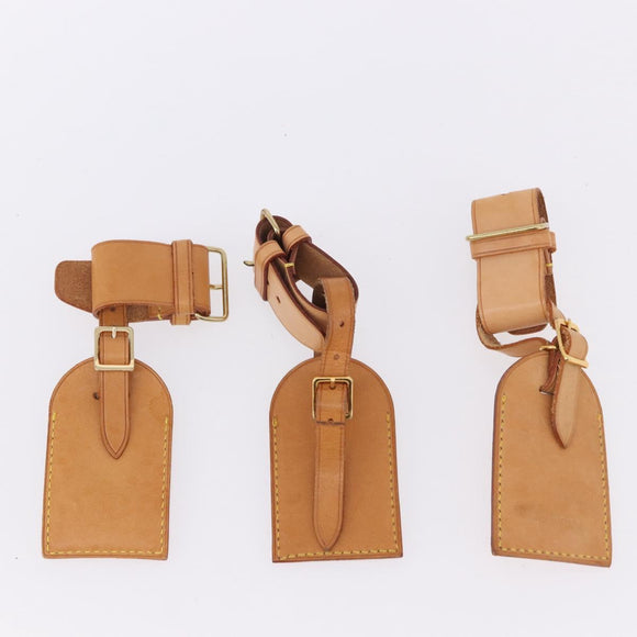 LOUIS VUITTON Name Tag Powanie 10 Set Powanie Leather Beige LV Auth 192567