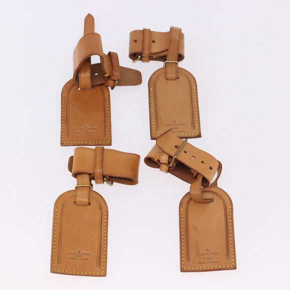 LOUIS VUITTON Name Tag Powanie 10 Set Powanie Leather Beige LV Auth 192567