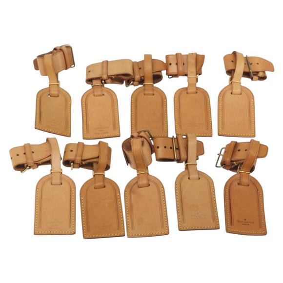 LOUIS VUITTON Name Tag Powanie 10 Set Powanie Leather Beige LV Auth 192568