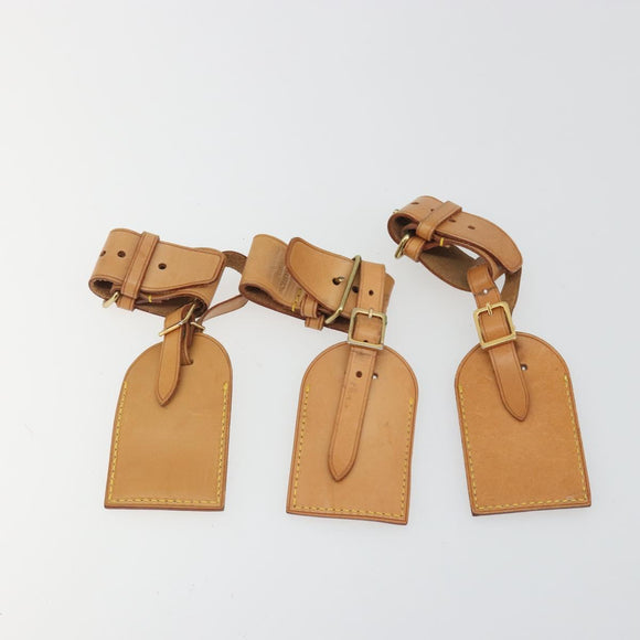 LOUIS VUITTON Name Tag Powanie 10 Set Powanie Leather Beige LV Auth 192568