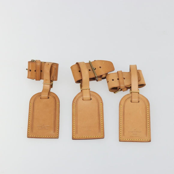LOUIS VUITTON Name Tag Powanie 10 Set Powanie Leather Beige LV Auth 192568