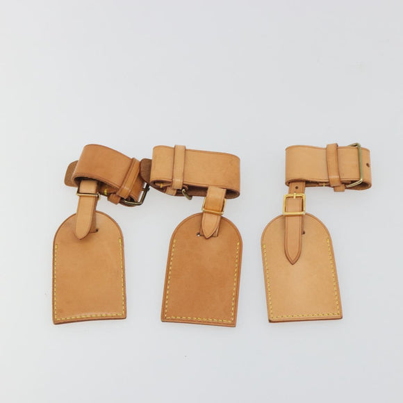 LOUIS VUITTON Name Tag Powanie 10 Set Powanie Leather Beige LV Auth 192568