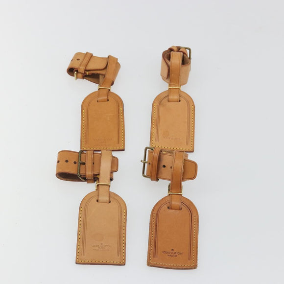 LOUIS VUITTON Name Tag Powanie 10 Set Powanie Leather Beige LV Auth 192568