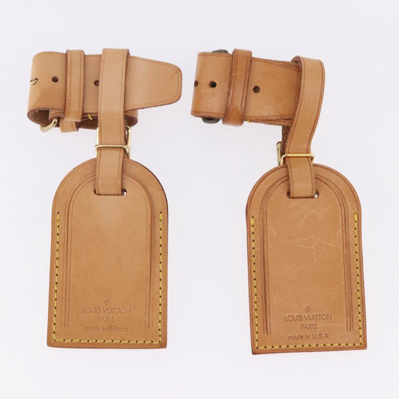LOUIS VUITTON Name Tag Powanie 10 Set Powanie Leather Beige LV Auth 192569
