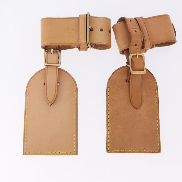 LOUIS VUITTON Name Tag Powanie 10 Set Powanie Leather Beige LV Auth 192569