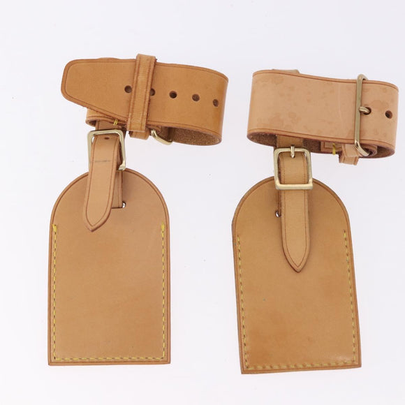 LOUIS VUITTON Name Tag Powanie 10 Set Powanie Leather Beige LV Auth 192569