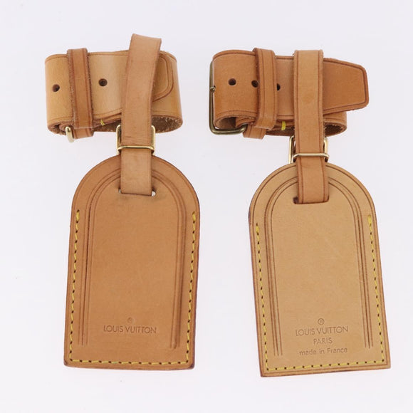 LOUIS VUITTON Name Tag Powanie 10 Set Powanie Leather Beige LV Auth 192569