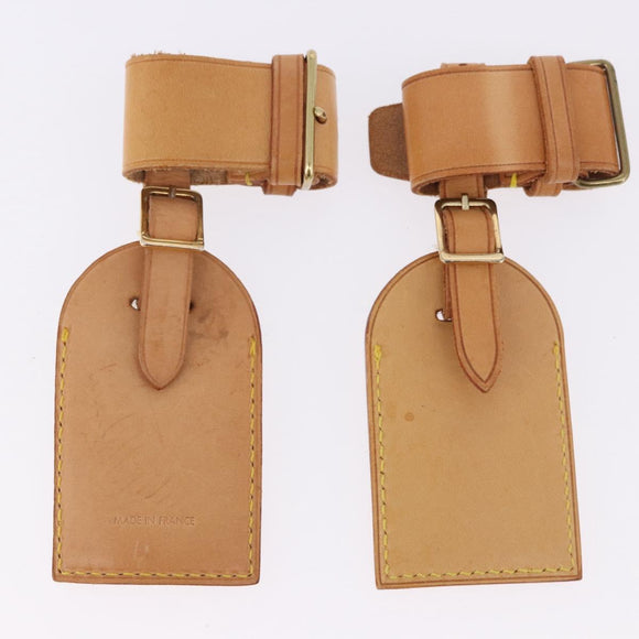 LOUIS VUITTON Name Tag Powanie 10 Set Powanie Leather Beige LV Auth 192569
