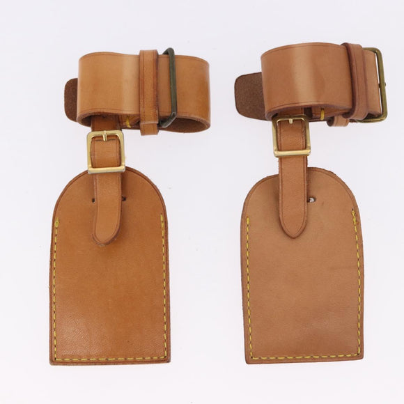 LOUIS VUITTON Name Tag Powanie 10 Set Powanie Leather Beige LV Auth 192570