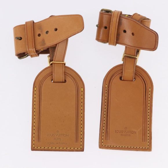 LOUIS VUITTON Name Tag Powanie 10 Set Powanie Leather Beige LV Auth 192570