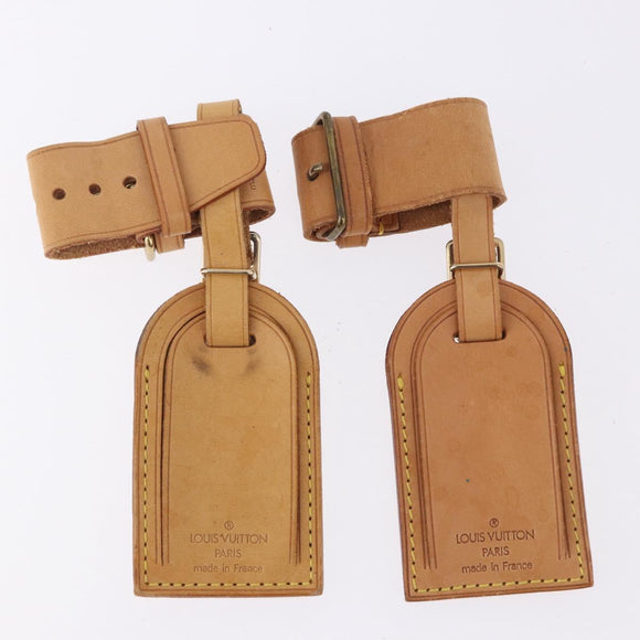 LOUIS VUITTON Name Tag Powanie 10 Set Powanie Leather Beige LV Auth 192570