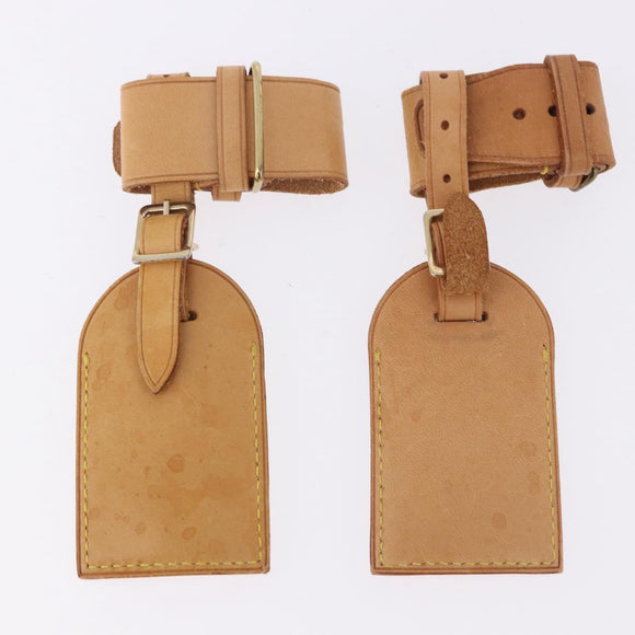 LOUIS VUITTON Name Tag Powanie 10 Set Powanie Leather Beige LV Auth 192570