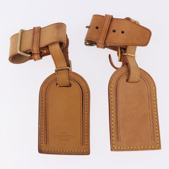 LOUIS VUITTON Name Tag Powanie 10 Set Powanie Leather Beige LV Auth 192570