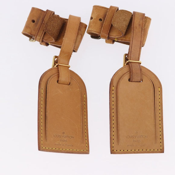 LOUIS VUITTON Name Tag Powanie 10 Set Powanie Leather Beige LV Auth 192570