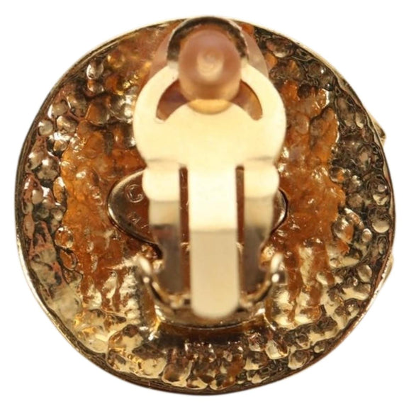 CHANEL Earring Metal Gold Tone CC Auth 192600M