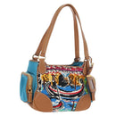 PRADA Venice Pattern Hand Bag Canvas Multicolor Gold Auth 192606SAV-1