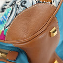 PRADA Venice Pattern Hand Bag Canvas Multicolor Gold Auth 192606SAV-16