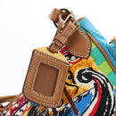 PRADA Venice Pattern Hand Bag Canvas Multicolor Gold Auth 192606SAV-18