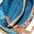 PRADA Venice Pattern Hand Bag Canvas Multicolor Gold Auth 192606SAV-9