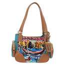 PRADA Venice Pattern Hand Bag Canvas Multicolor Gold Auth 192606SAV-13