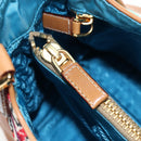 PRADA Venice Pattern Hand Bag Canvas Multicolor Gold Auth 192606SAV-25