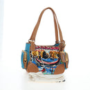 PRADA Venice Pattern Hand Bag Canvas Multicolor Gold Auth 192606SAV-12