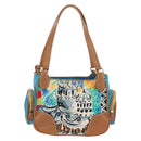 PRADA Venice Pattern Hand Bag Canvas Multicolor Gold Auth 192606SAV-2
