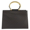 CELINE Macadam Canvas Hand Bag PVC Leather Black Gold Auth 192613A-13