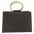 CELINE Macadam Canvas Hand Bag PVC Leather Black Gold Auth 192613A-2