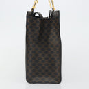 CELINE Macadam Canvas Hand Bag PVC Leather Black Gold Auth 192613A-4