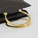 CELINE Macadam Canvas Hand Bag PVC Leather Black Gold Auth 192613A-7