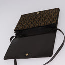 FENDI Zucca Canvas Shoulder Bag Brown Gold Auth 192615-10
