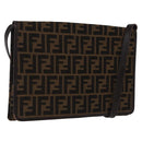 FENDI Zucca Canvas Shoulder Bag Brown Gold Auth 192615-1
