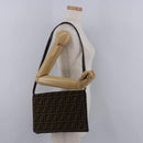 FENDI Zucca Canvas Shoulder Bag Brown Gold Auth 192615-21