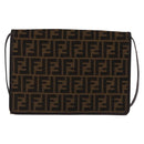 FENDI Zucca Canvas Shoulder Bag Brown Gold Auth 192615-13