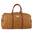 MCM Logogram Vicetos Boston Bag PVC Leather 2way Brown Gold Auth 192616A-1