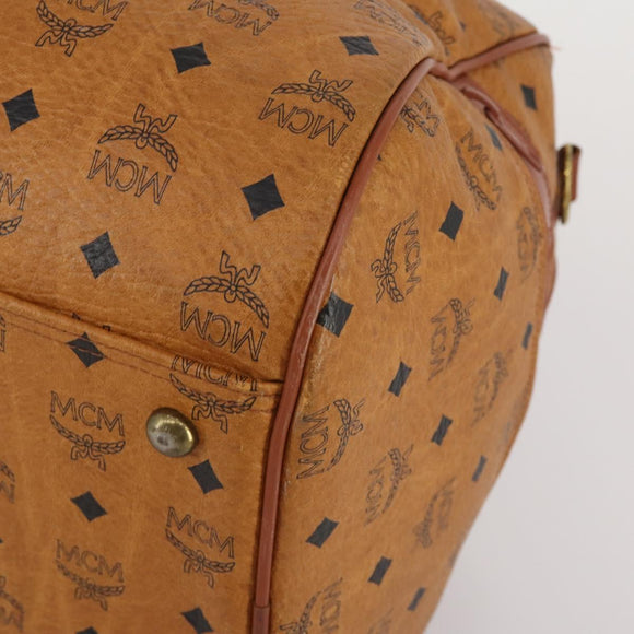 MCM Logogram Vicetos Boston Bag PVC Leather 2way Brown Gold Auth 192616A