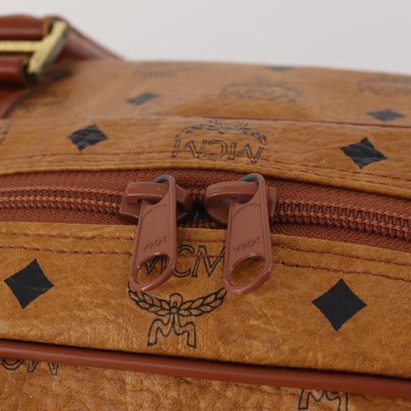 MCM Logogram Vicetos Boston Bag PVC Leather 2way Brown Gold Auth 192616A