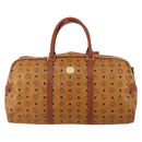 MCM Logogram Vicetos Boston Bag PVC Leather 2way Brown Gold Auth 192616A-13