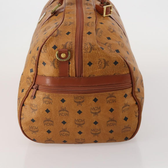 MCM Logogram Vicetos Boston Bag PVC Leather 2way Brown Gold Auth 192616A