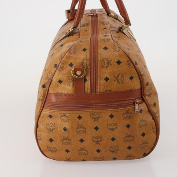MCM Logogram Vicetos Boston Bag PVC Leather 2way Brown Gold Auth 192616A