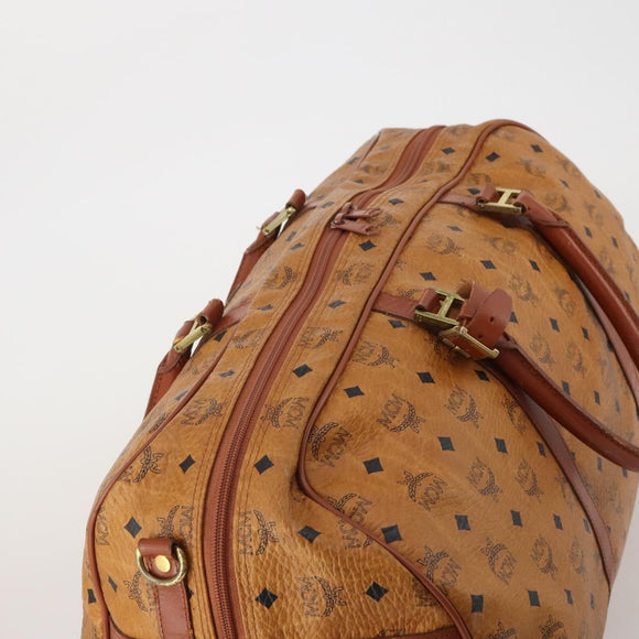 MCM Logogram Vicetos Boston Bag PVC Leather 2way Brown Gold Auth 192616A