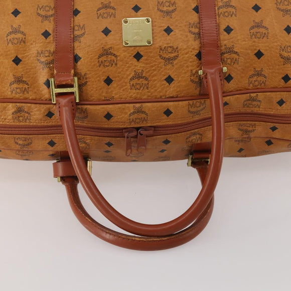 MCM Logogram Vicetos Boston Bag PVC Leather 2way Brown Gold Auth 192616A