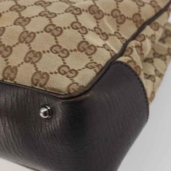GUCCI GG Canvas Bamboo Hand Bag Beige Silver 112526 Auth 192617A